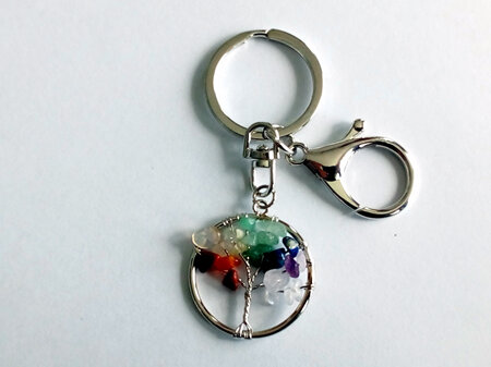 Tree Of Life Key Ring Chakra Gemstone Chips