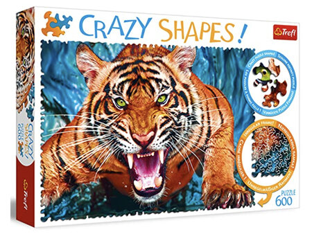Trefl 600 Piece 'Crazy Shapes' Jigsaw Puzzle: Facing A Tiger