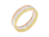 Tri-tone mens wedding ring with koru motif detailing