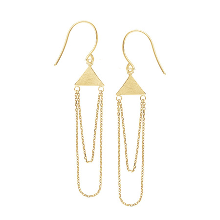 Triangle and Chain Gold Earrings