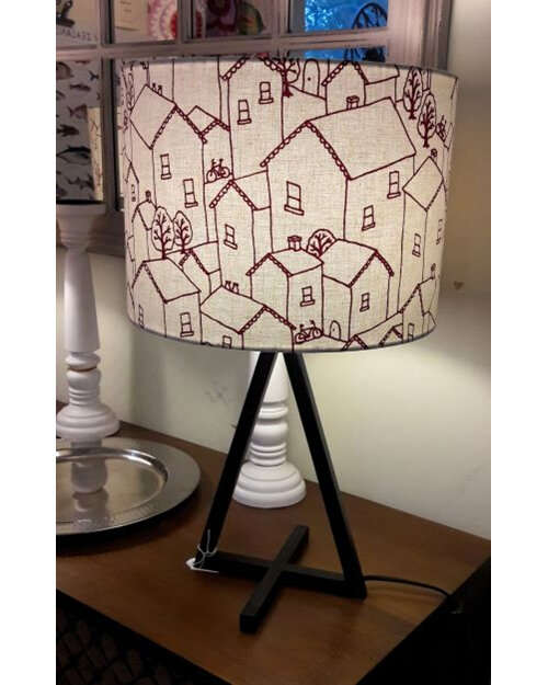 Triangle Table Lamp with Drum Shade Rooftops Made in NZ
