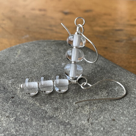 Triple drop glass earrings - Clear