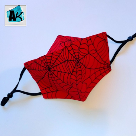 Triple Layer Facemask - Spider Web Red - Medium - with nose gusset