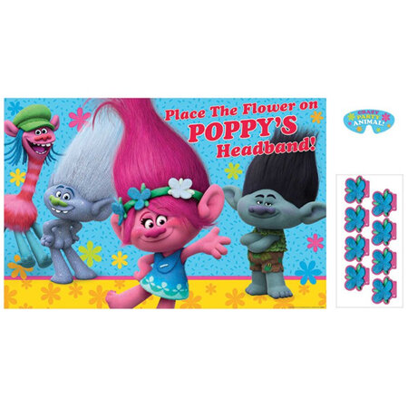 Trolls party game - place the flower on poppy's headband
