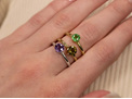 tsavorite green garnet, purple amethyst, olive green tourmaline, solitaire rings