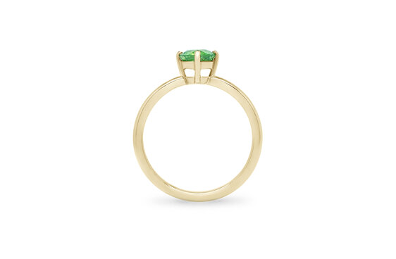 Tsavorite green garnet round cut gemstone four claw solitaire ring 9ct gold