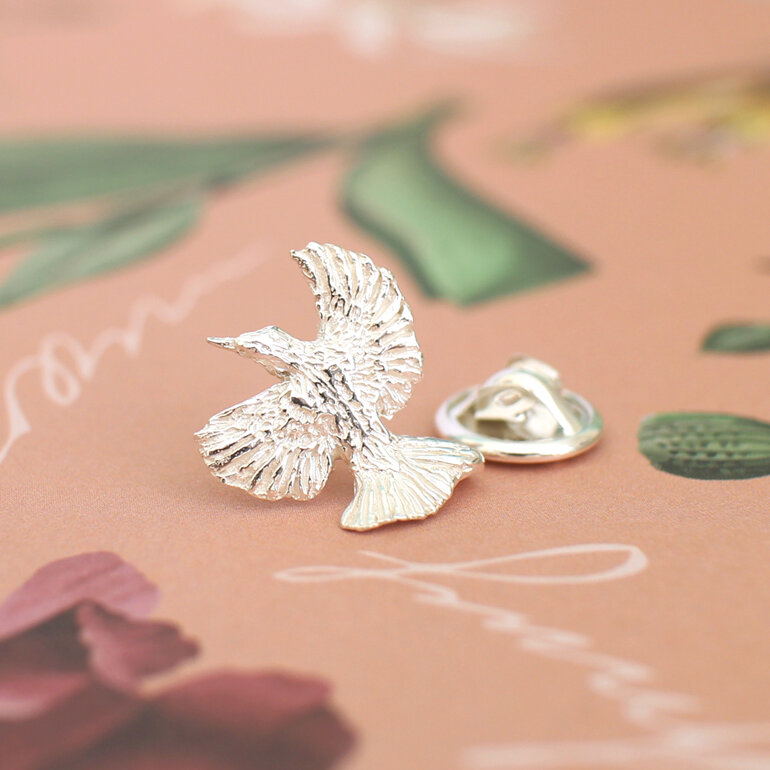 Tui bird native nz silver wedding lapel pin brooch lily griffin nz jewellery