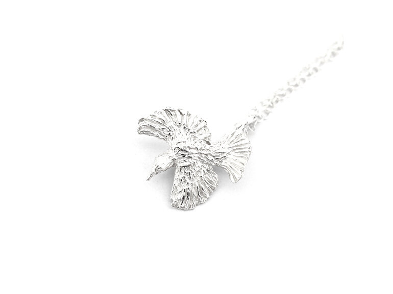 tui bird sterling silver tiny dainty flying wings little light necklace