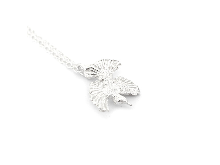 tui bird sterling silver tiny dainty flying wings little light necklace