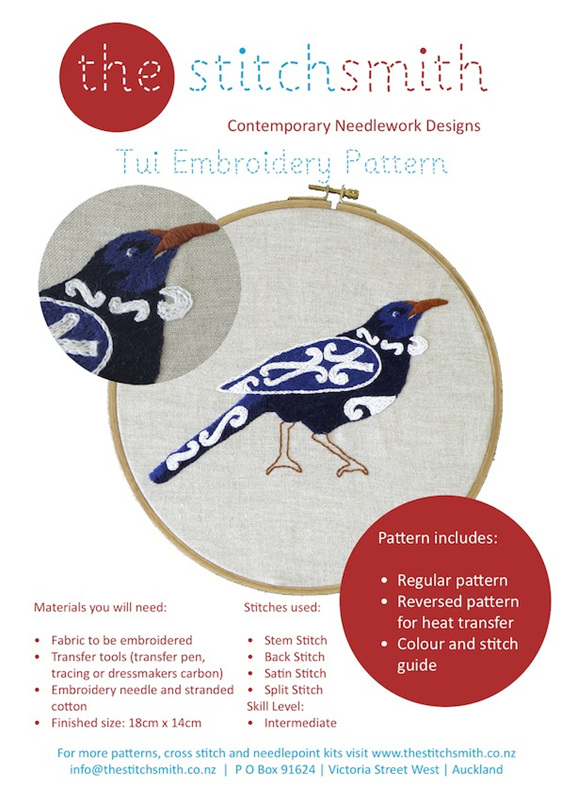 Tui embroidery emailed pattern