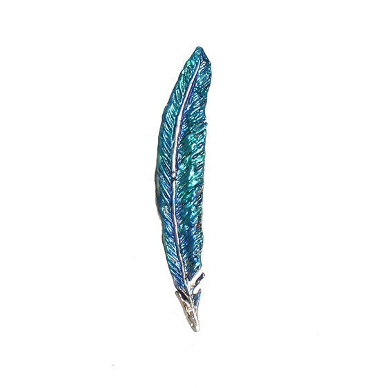 Tui feather blue green lapel pin brooch sterling silver lily griffin nz jeweller