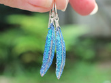 Tui feather earrings blue green bird nature sterling silver nz jewellery