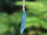 Tui feather necklace blue green bird nature sterling silver nz jewellery lily gr