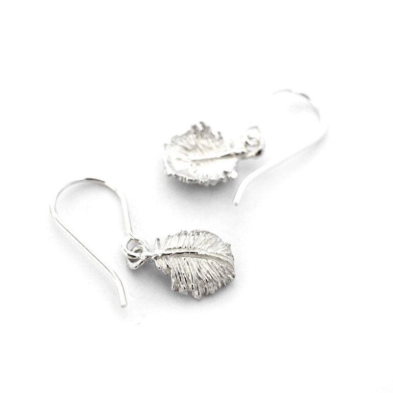 tui tuft white sterling silver tiny delicate feather dainty everyday earrings