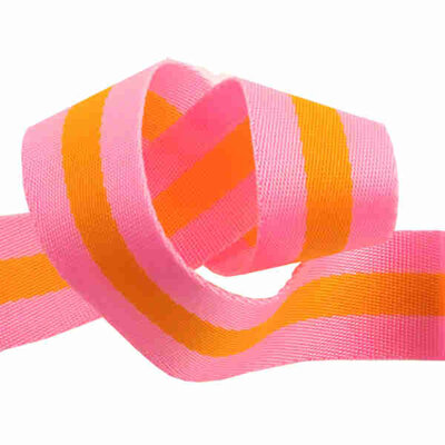 Tula Pink Webbing 1.5"  Pink & Orange