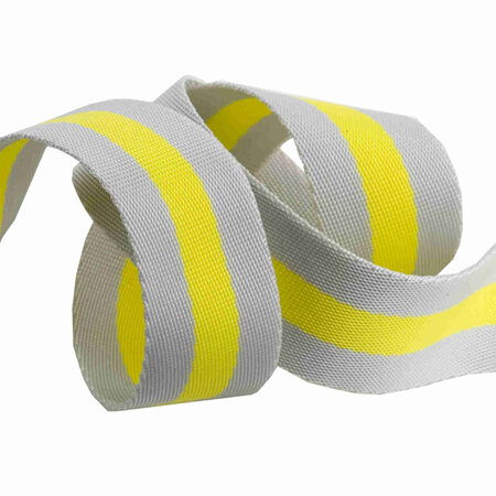 Tula Pink Webbing 1.5"  Soft Grey & Yellow