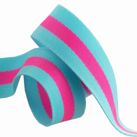 Tula Pink Webbing 1.5"  Aqua & Hot Pink