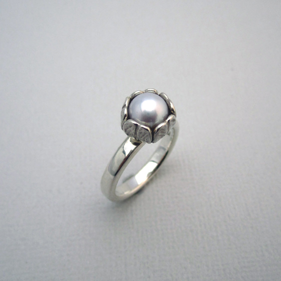 Tulip Dress Cocktail Ring Sterling Silver Freshwater Pearl Julia Banks Jewellery