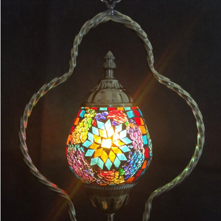 Turkish Metal Framed Mosaic Lamp - Multi Colour