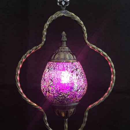 Turkish Metal Framed Mosaic Lamp - Purple