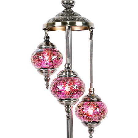 Turkish Mosaic Lamp Multi-Coloured 3 Tier - Pink