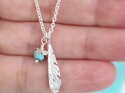 turquoise feather silver rosehip pendant charms lily griffin nz jewellery