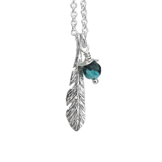 turquoise feather sterling silver rosehip necklace pendant charm lilygriffin nz