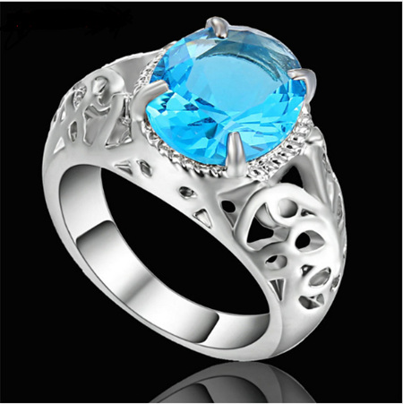 Turquoise Gemstone With Silver  Band Ring - US7