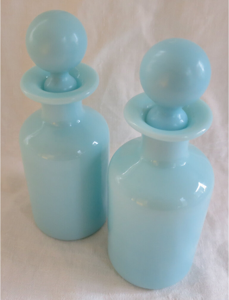 Turquoise glass bottles