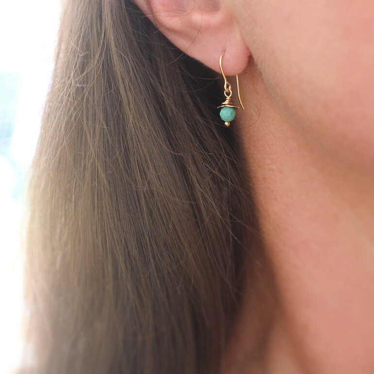 Turquoise solid 9k gold rosehip earrings december birthstone lilygriffin nz