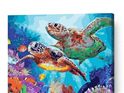 Turtles Underwater - Paint By Numbers - Canvas on Wooden Frame