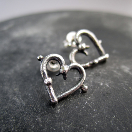 Twig Heart Studs Sterling Silver