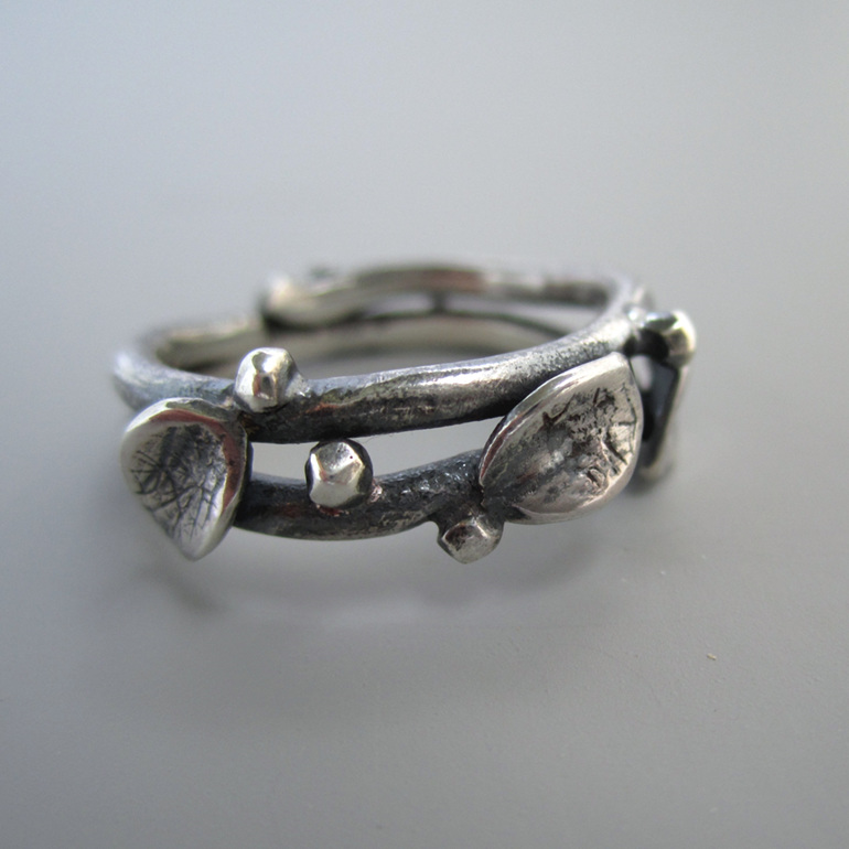 Twig Ring Sterling Silver Nature Inspired Leaf Ring Julia Banks Jewellery