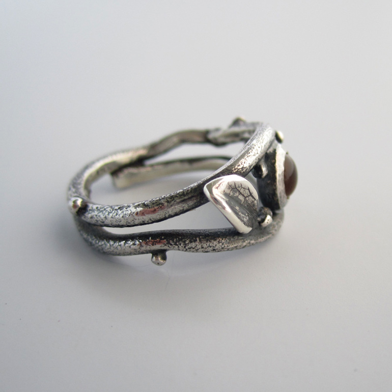 Twig Sterling Silver & Citrine nature entwined ring Julia Banks Jewellery