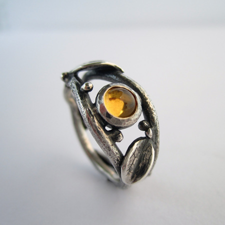 Twig Sterling Silver & Citrine Set Stone Ring