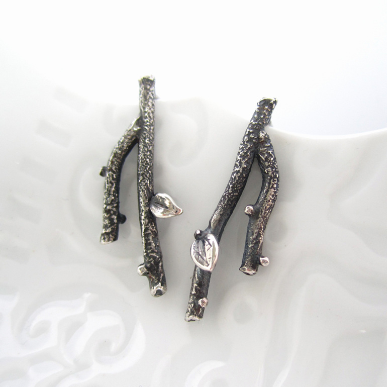 Twig Sterling Silver Earrings Nature Inspired Woodland Julia Banks Jewellery