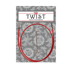 Twist red cable wound into a circle on a floral grey background