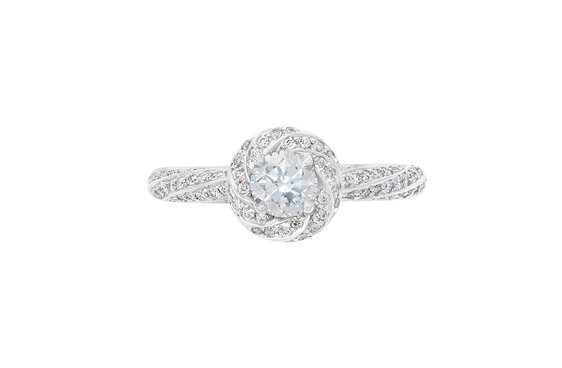 Twisted halo diamond engagement ring design