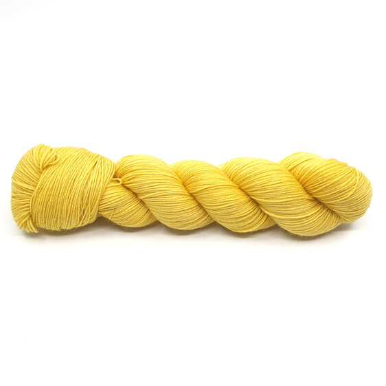 twisted skein of 4ply Bluefaced Leicester in yellow