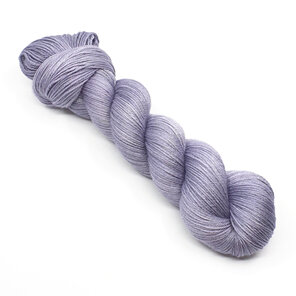 twisted skein of 4ply merino silk in a pigeon grey