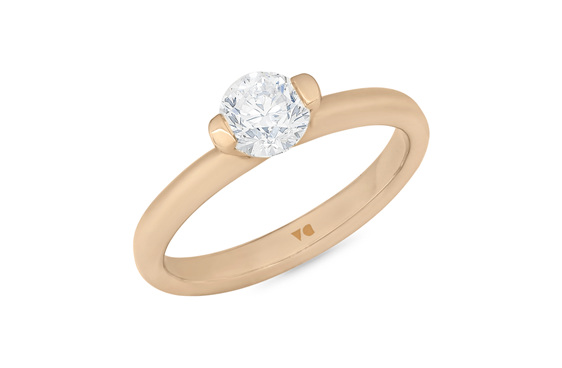 Two claw round brilliant cut diamond solitaire in 18ct rose gold
