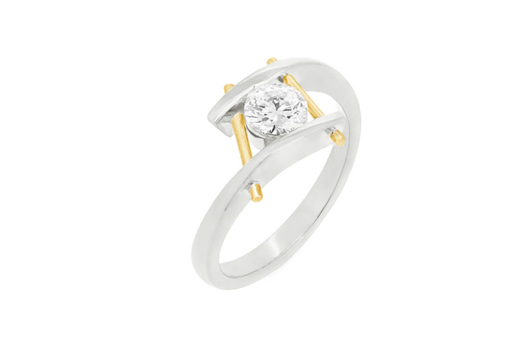 Two tone contemporary diamond ring