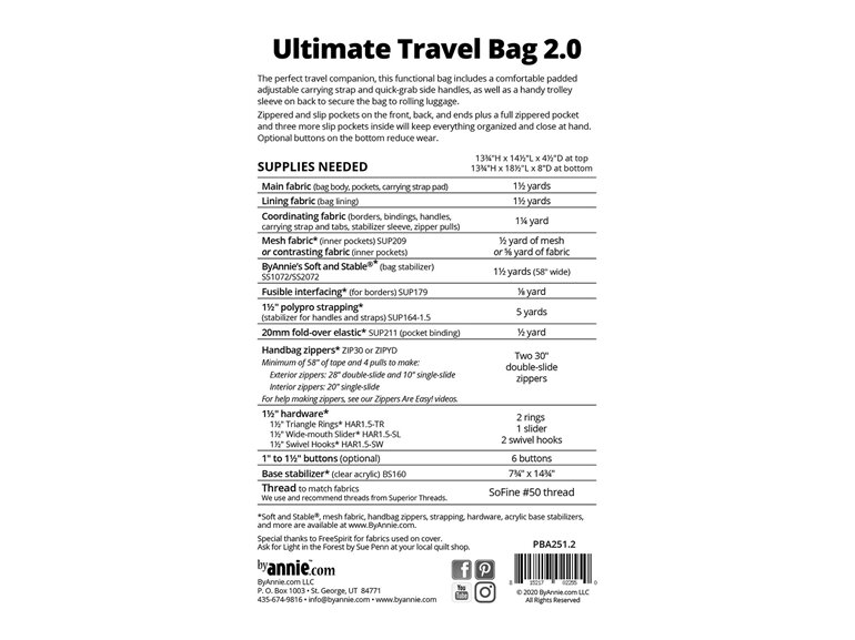 Ultimate Travel 2.0 Bag Pattern from By Annie