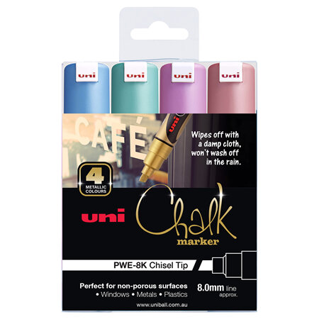 Uni Chalk PWE-8K - Set of 4 Metallic