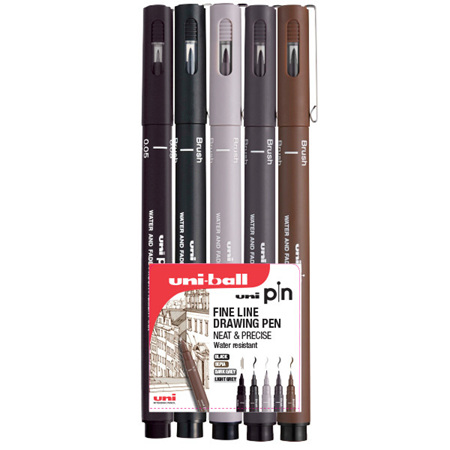 Uni Pin Fineline Drawing Pens - Set 5