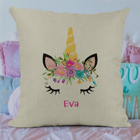 Unicorn Face Personalised Cushion Cover