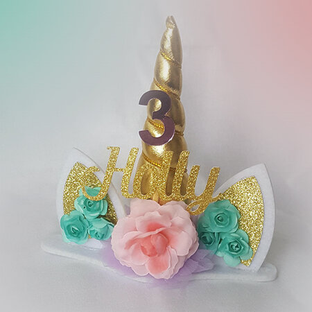 Unicorn Padded Cake Topper Personalised