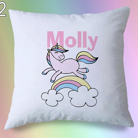 Unicorn & Rainbow Personalised Cushion Cover