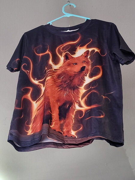 UNiSEX Kids Fire  Wolf T-Shirt