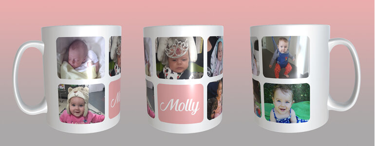 up to 8 photos personalised mug